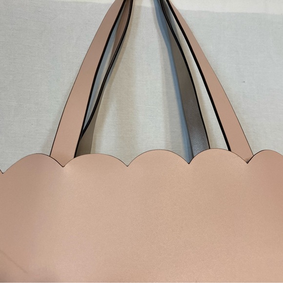 KATE SPADE PALE ROSE TOTE BAG WITH DETACHABLE KEY RING SCALLOPPED EDGE NWT - Picture 6 of 11